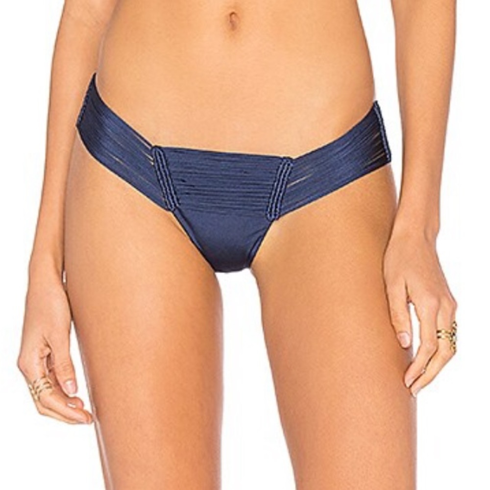 INDAH Echo macrame bikini bottom in Sapphire - Sz S
